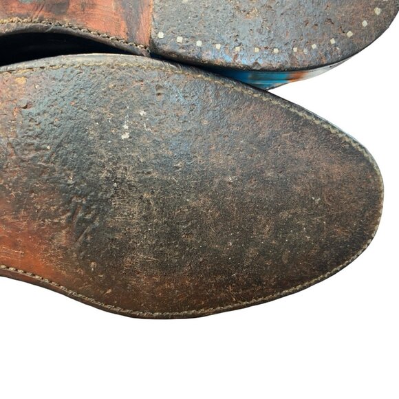 VTG Bass Black DuPont Corfam Brogue Longwing Wingtip V-Cleat Derby Shoe Men 12AA main image 9